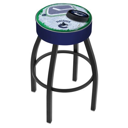 Holland Bar Stool Co 30" Vancouver Canucks Cushion Seat, Blk Wrinkle Base Swivel Bar Stool L8B130VanCan-D2